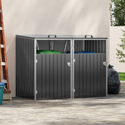 Double Wheelie Bin Storage Metal Store Cover Outdoor Garden Rubbish Dustbin Shed from B&Q
