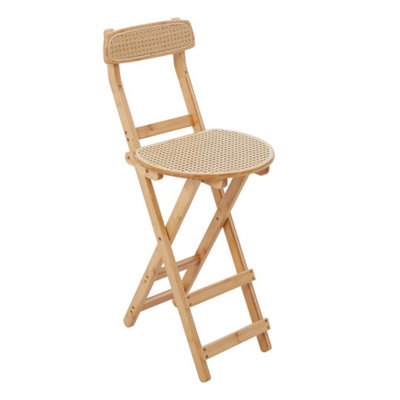 Folding Bar Stool Bamboo Kitchen Counter Height Stools  Resin Rattan Seat from B&Q