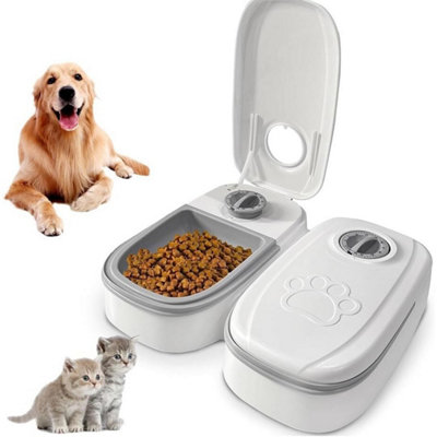 Automatic Cat Feeder 2Pcs Electronic Timed Dry And Wet Pet Dog Food Dispenser from B&Q