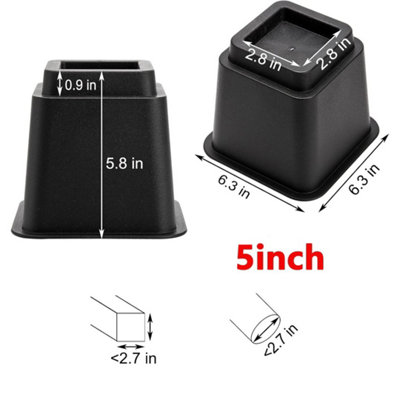 4Pcs Heavy-Duty Bed Chair Risers 3" 5" Elephant-Feet Stable Non-Slip Lift Storag5 Inch from B&Q