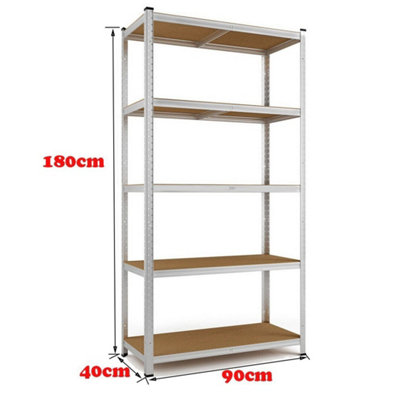  - 5 Tier Racking Shelf Heavy Duty Garage Shelving Storage Shelves Unit 180X90X40Cm