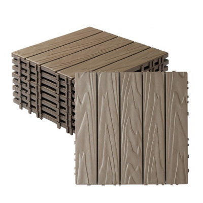  - 27 X Interlocking Click Deck Decking Tiles Outdoor Balcony Plastic Patio Garden