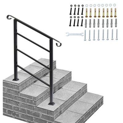 Wrought Iron Handrail Railing For Stairs 1 To 3 Steps Handrail For Outdoor Step