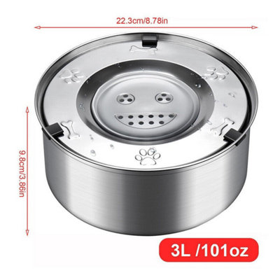  - No Spill Dog Water Bowl Pet Water Feeder Dispenser Cat Bowl  3L  101Oz