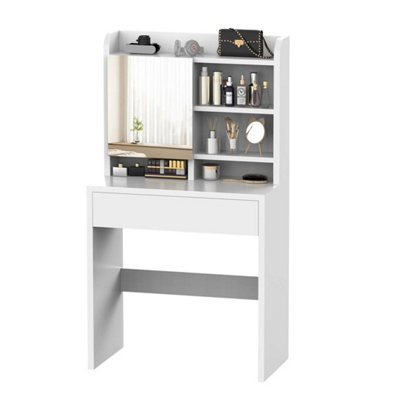 Vanity Table With Mirror 7 Shelves And 1 Large Drawer Wood Makeup Desk from B&Q