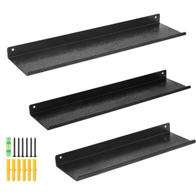 Black Set Of 3 U Shaped Floating Metal Shelves from B&Q