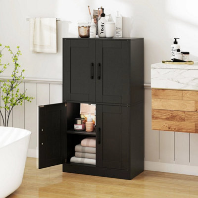  - Pantry Cabinet Floor Storage Cabinet Blackwith Adjustable Shelves