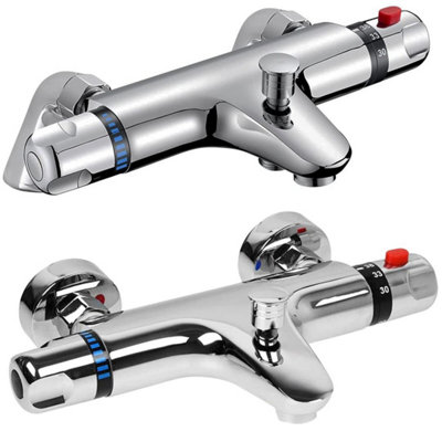 Deck Mounted With Legs Exposed Thermostatic Bath Shower Mixer Valve Tap