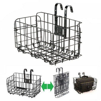 Metal Foldable Bike Front Rear Basket Bicycle Handlebar Shopping Carrier Storage from B&Q