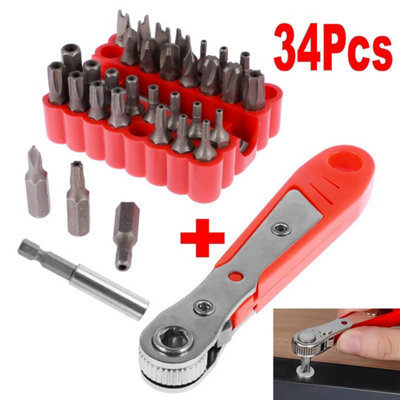 34Pc Screwdriver Security Bit Set Tamperproof Hex Key Spanner Torx Tri-Wing from B&Q
