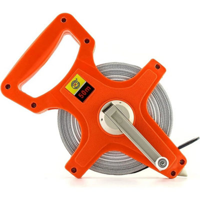 50M Fiberglass Tape Measure Builders Surveyors Long Reel Roll Measuring Meter from B&Q