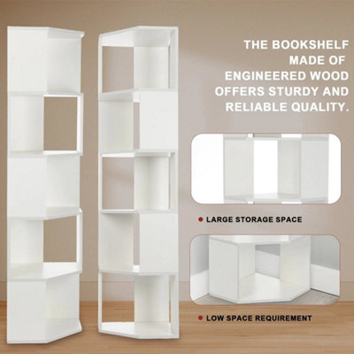  - Corner Bookshelf Storage Organiser Shelving Wooden Display Stand 5 Tier Gydqbama