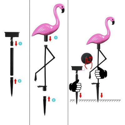  - 3Pcs Led Solar Flamingo Lights Outdoor Garden Lawn Lamp Stake Landscape Lighting