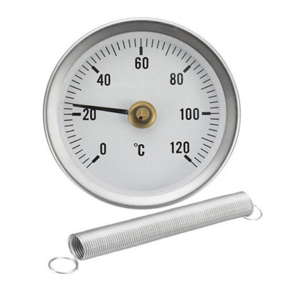  - 2X Pipe Thermometer Temperature Gauge Clip On Spring 0-120 Degrees Celsius 63mm Hot Water Dial