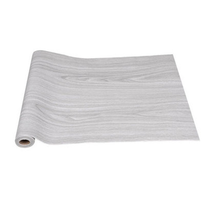 - 10M Sticky Back Self Adhesive Wallpaper Roll Grey Wood Grain Vinyl Wall Stickers