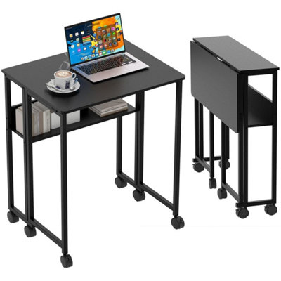 Wheeled Foldable Computer Desk With Storage Shelf from B&Q