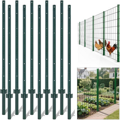 10Pcs 152Cm U-Channel Metal Fence Posts Stable Anchor Plates from B&Q