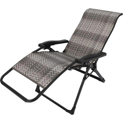 Adjustable Rattan Portable Reclining Chair Folding Lounge Recliner Armrest from B&Q