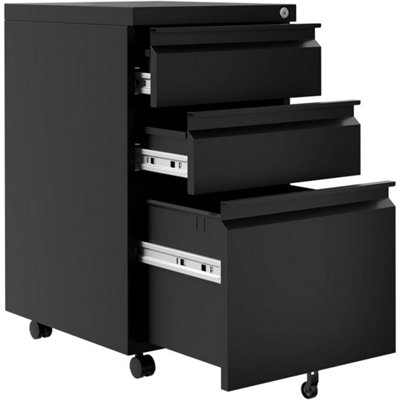 3 Drawer Lockable Under Desk Filing Cabinet Mobile Office Pedestal from B&Q