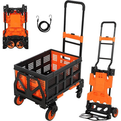 Folding Hand Truck With Basket 330Lb Convertible Dolly Cart from B&Q