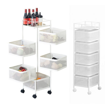 5 Tier Storage Rack Kitchen Rotating Vegetabletrolley Cart Shelf from B&Q
