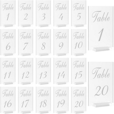 20Pcs Acrylic Table Number Sign With Base Diy Blank Clear from B&Q