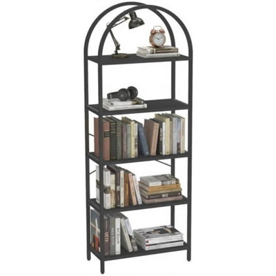 5-Tier Arched Bookcase 180 Tall Gold Shelving Unit With Book Shelves