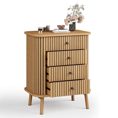 Wood Grain Chest Of Drawers Cabinet Bedside 4 Drawers Dresser Table Storage