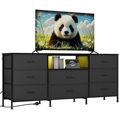 Tv Stand Dresser With 8 Fabric Drawers Led Lighting Chest Drawer Organizer from B&Q