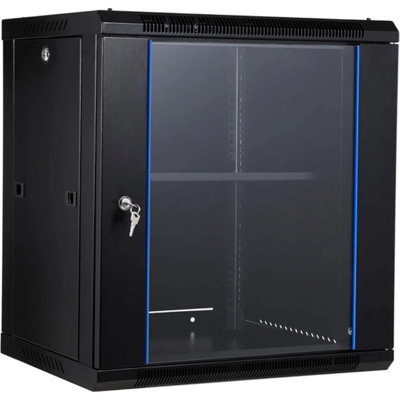 12U 350mm Deep Wall Mount Server Cabinet Network Cabinet Glass Door