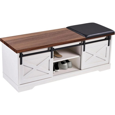  - Shoe Bench Storage Bench With Cushion Entryway Shoe Rack