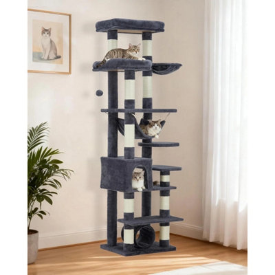 74" Large Cat Tree Multi-Level Tower Scratching Post Condo Perches Hammock