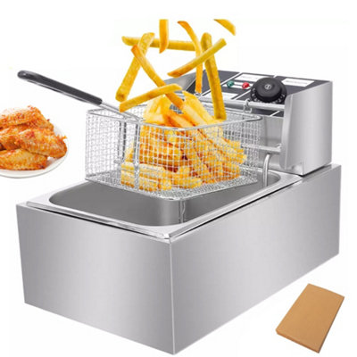 Electric Deep Fryer Fat Chip Frying Pan Basket Stainless Steel from B&Q