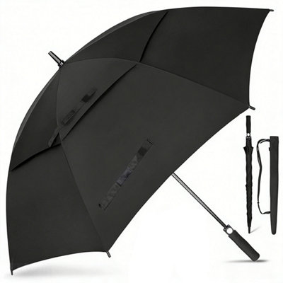 Large Golf Umbrella Windproof Double Canopy Vented Automatic Open from B&Q
