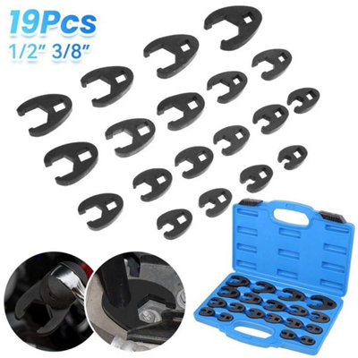  - 19X Metric Crowfoot Wrench Set Drive Large Crow Foot Spanner
