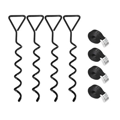 4X Heavy Duty Trampoline Anchor Ground Pegs Tie Down Kit Corkscrew Spira