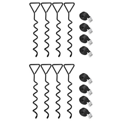 8X Heavy Duty Trampoline Anchor Ground Pegs Tie Down Kit Corkscrew Spira