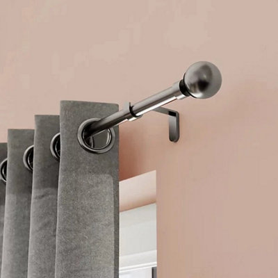 Extendable Curtain Single Pole With Brackets Set Brushed Nickel 35Cm To 70Cm from B&Q
