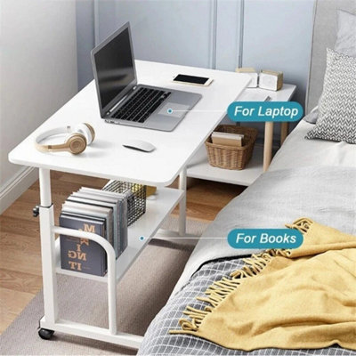 Mobile Overbed Height Adjustable White Pc Computer Desk from B&Q