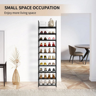  - 10 Tier Metal Shoe Rack Tall Storage Shelf Unit Cabinet Organiser
