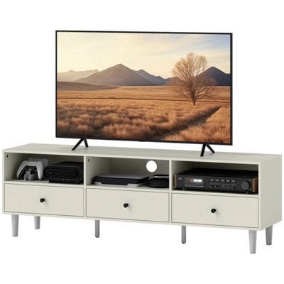Cream White Tv Cabinet With Drawers And Shelves Fits Tv Up To 75 Inch from B&Q