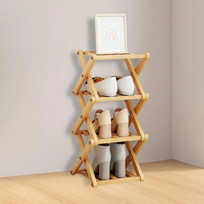 4Tier Foldable Wooden Shoe Footwear Rack Organiser Storage Shelves Stand Shelf from B&Q