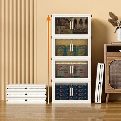 40Cm/4 Layers Folding Large Storage Box Stackable Case Cabinet Closet Home Organizer On Wheels from B&Q