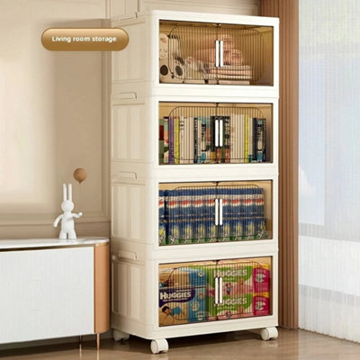 50Cm/4 Layers Folding Large Storage Box Stackable Case Cabinet Closet Home Organizer On Wheels from B&Q