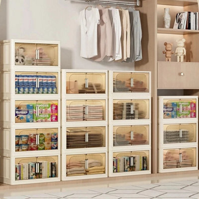 50Cm/5 Layers Folding Large Storage Box Stackable Case Cabinet Closet Home Organizer On Wheels from B&Q