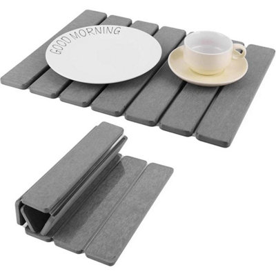 Grey 40X30Cm Foldable Stone Drying Mat For Kitchen Counter,diatomaceous Earth Dish Drying Mat from B&Q