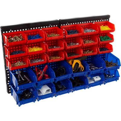  - 30Pcs Plastic Bins Wall Mount Storage Garage Tools Small Parts Organizer Rack