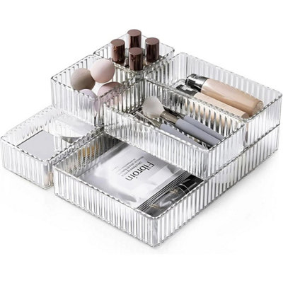 Makeup Storage Organizer With Dividers Cosmetic Vanity Desk Storage Box from B&Q