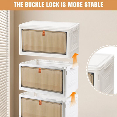 4 Tier New Folding Storage Box Stackable Case Cabinet Closet Home Organizer On Wheels from B&Q