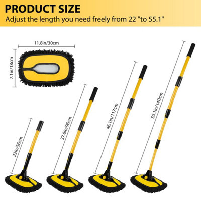  - Pro 15 Curved Car Wash Brush Adjustable Telescopic Mop Vehicle Cleaning Tool